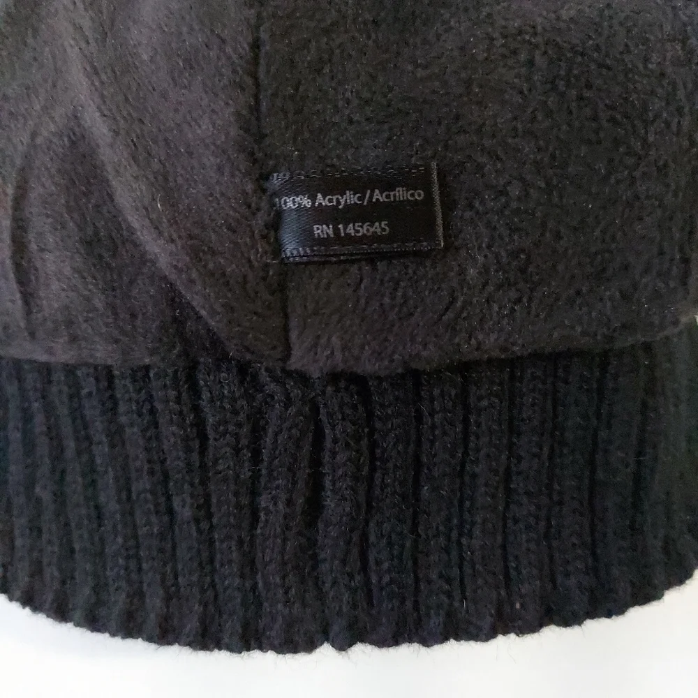 Beanie Hat Black Womens Knit Hat Winter New Beanie Warm Lined Faux Fur Pompom